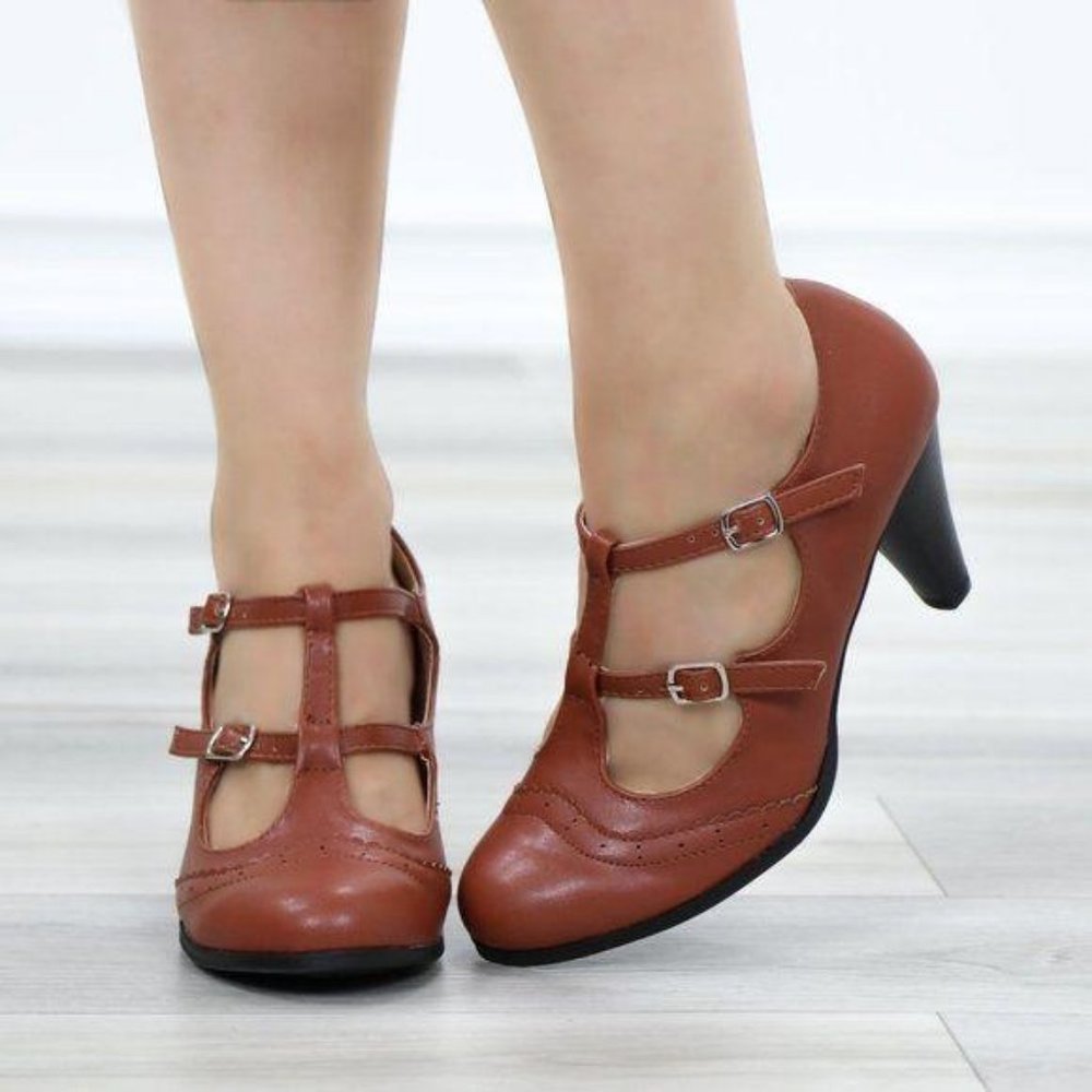 Vintage Style Oxford Heels Rockabilly - Picture 9 of 11